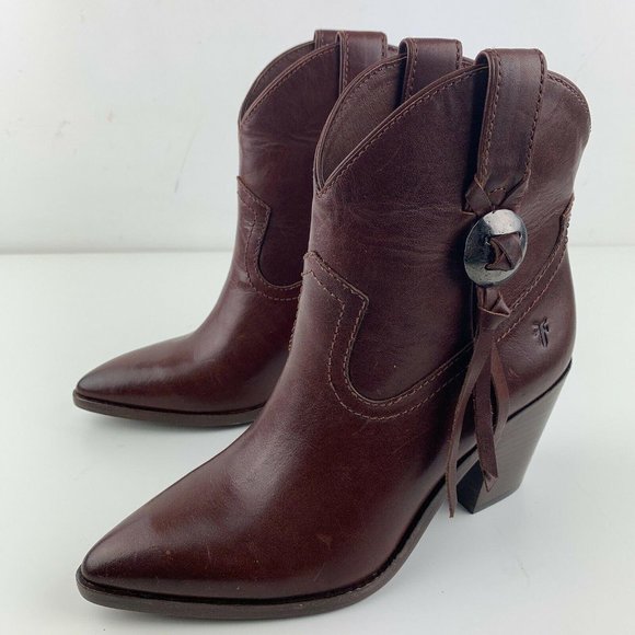 Frye Boots Womens Faye‎ Concho Short Mahogany - Picture 2 of 9